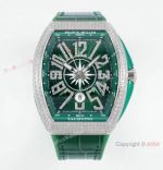 AB Factory Swiss Grade Franck Muller Vanguard Yachting v45 Diamond-Pave Green Watch